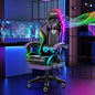 RGB Gaming Chair – Massage Gaming Chair with Bluetooth Speakers, Footrest & LED Lights Purple Gaming Accessories