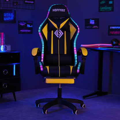 RGB Gaming Chair – Massage Gaming Chair with Bluetooth Speakers, Footrest & LED Lights Gaming Accessories