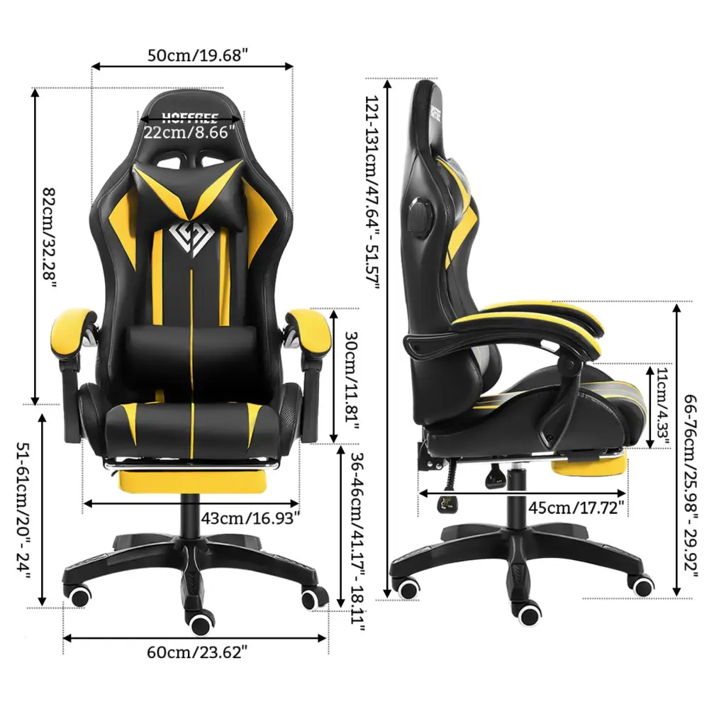 RGB Gaming Chair – Massage Gaming Chair with Bluetooth Speakers, Footrest & LED Lights Gaming Accessories