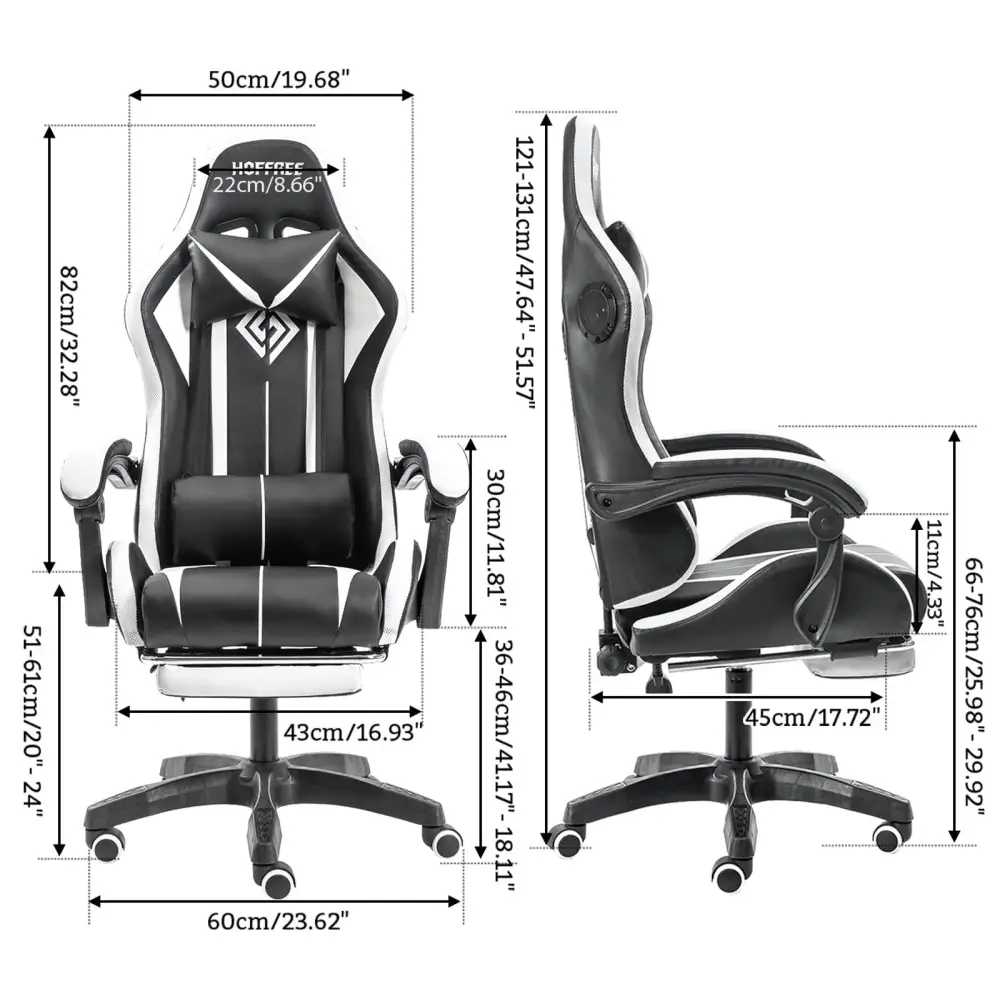 RGB Gaming Chair – Massage Gaming Chair with Bluetooth Speakers, Footrest & LED Lights Gaming Accessories