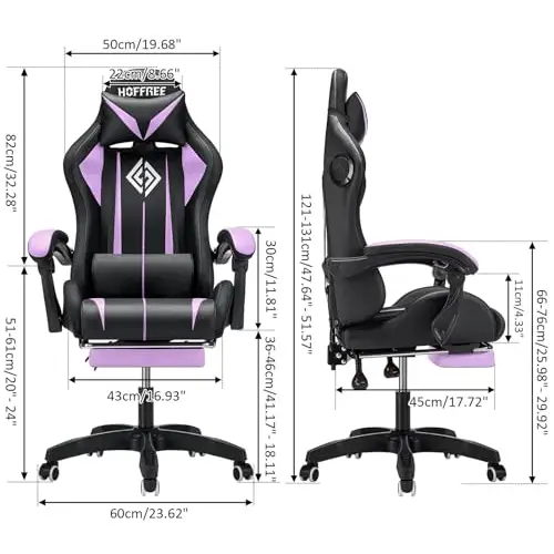 RGB Gaming Chair – Massage Gaming Chair with Bluetooth Speakers, Footrest & LED Lights Gaming Accessories