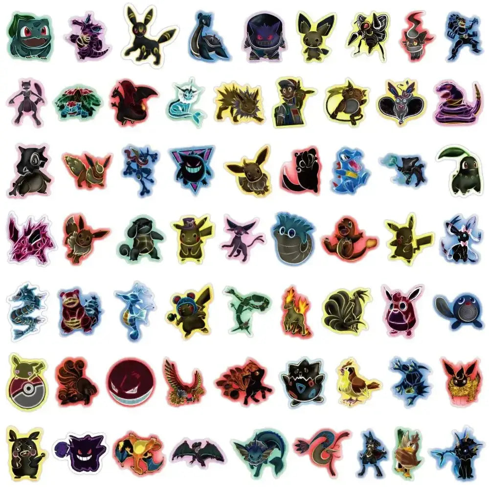 Neon Pokemon Stickers – Waterproof Collectible Decals | Durable Sticker Packs Paper products
