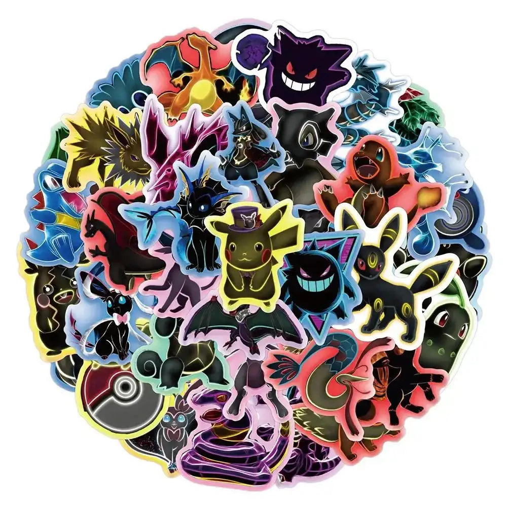 Neon Pokemon Stickers – Waterproof Collectible Decals | Durable Sticker Packs Paper products