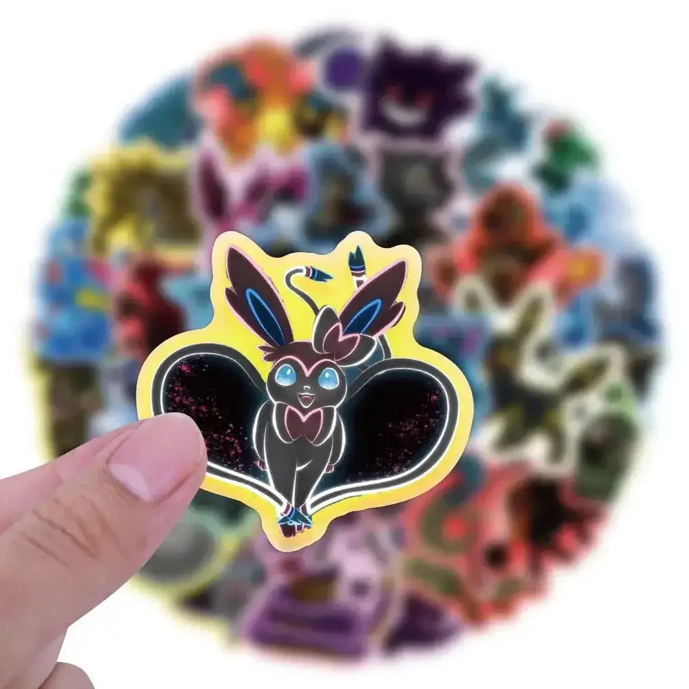 Neon Pokemon Stickers – Waterproof Collectible Decals | Durable Sticker Packs Paper products