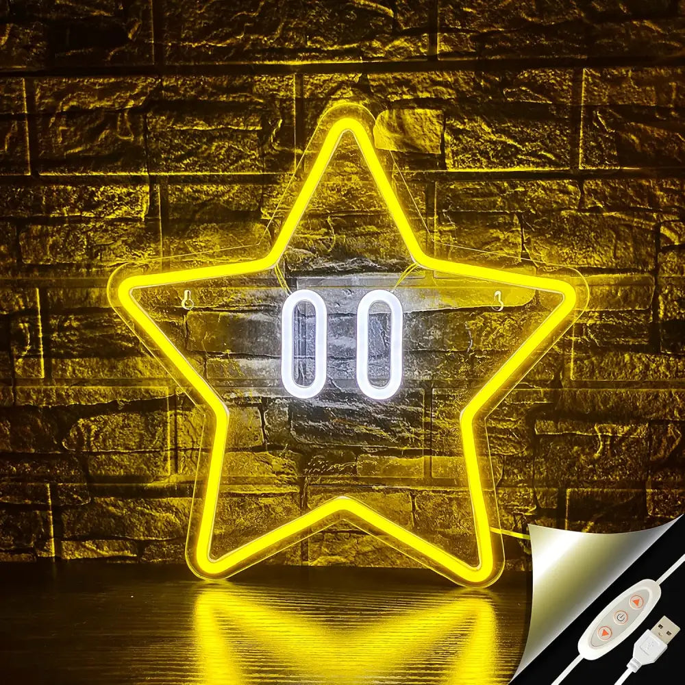 Star Neon Sign, Gaming Neon Sign for Game Room Decor, Man Cave, Kids Room,Super Star Gaming Wall Decor Gamer Gifts for Boys, Kids Default Title