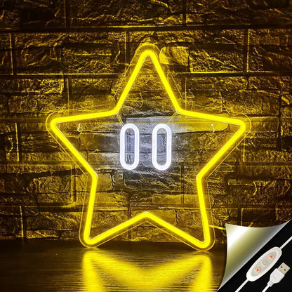 Star Neon Sign, Gaming Neon Sign for Game Room Decor, Man Cave, Kids Room,Super Star Gaming Wall Decor Gamer Gifts for Boys, Kids Default Title