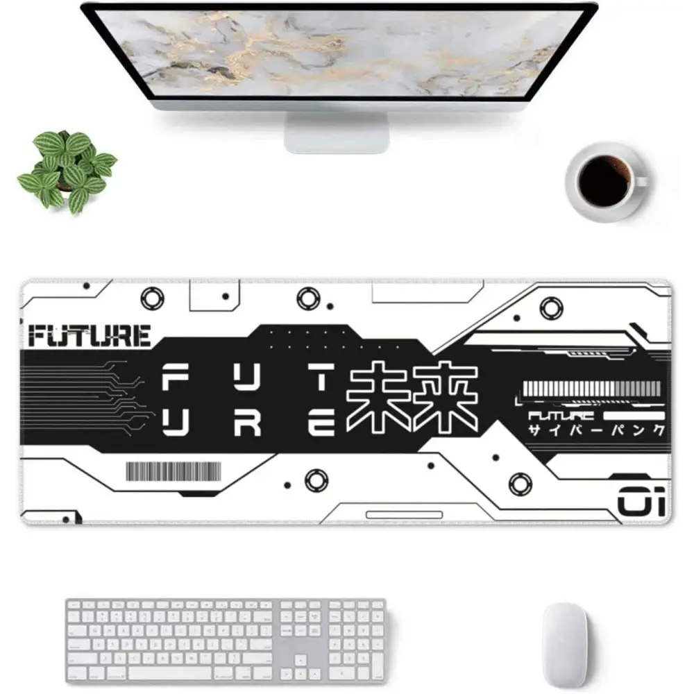 Gaming Mouse Pad XL - Large Black and White Non Slip Rubber Desk Pad 31.5''x11.8'' Mousepad