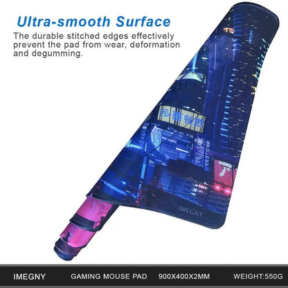 Extended Gaming Mouse Pad – Large Waterproof Mat with Stitched Edges & Non-Slip Rubber Base Mousepad