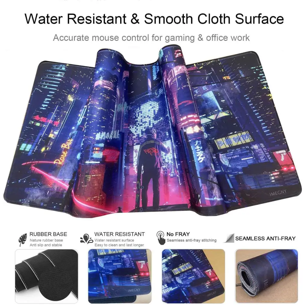 Extended Gaming Mouse Pad – Large Waterproof Mat with Stitched Edges & Non-Slip Rubber Base Mousepad