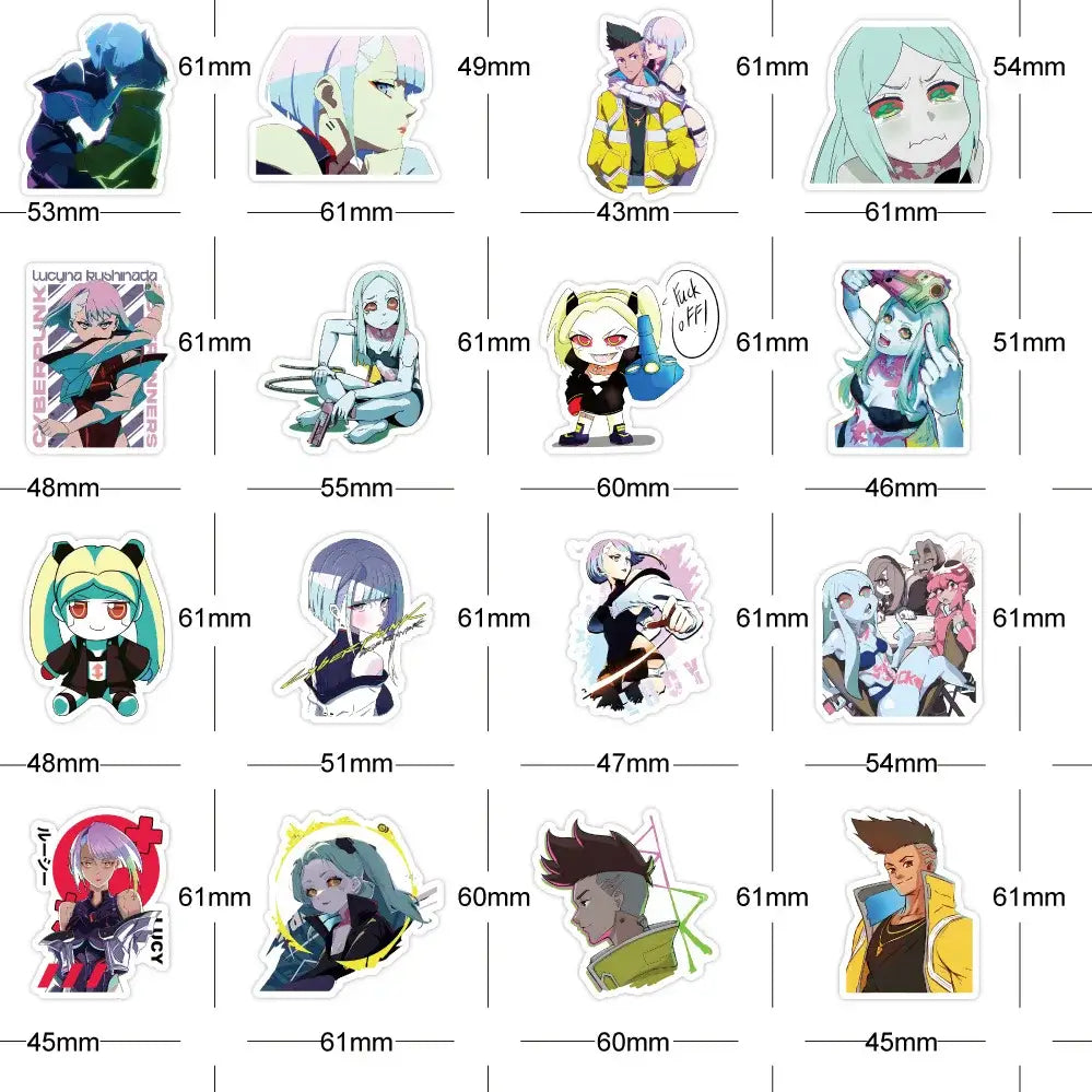 Cyberpunk Edgerunners Stickers – 60PCS Durable Vinyl Decal Set for Laptops & Water Bottles Stickers