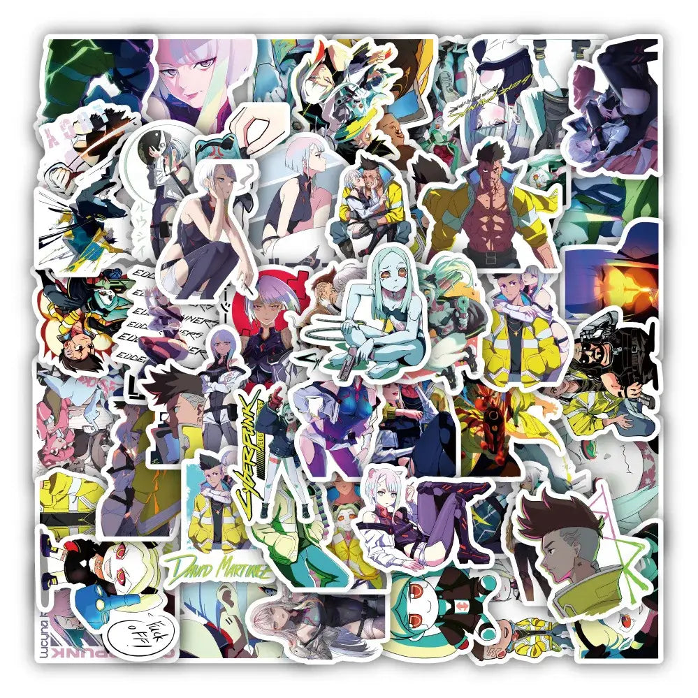 Cyberpunk Edgerunners Stickers – 60PCS Durable Vinyl Decal Set for Laptops & Water Bottles 60pcs Stickers