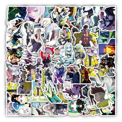 Cyberpunk Edgerunners Stickers – 60PCS Durable Vinyl Decal Set for Laptops & Water Bottles 60pcs Stickers