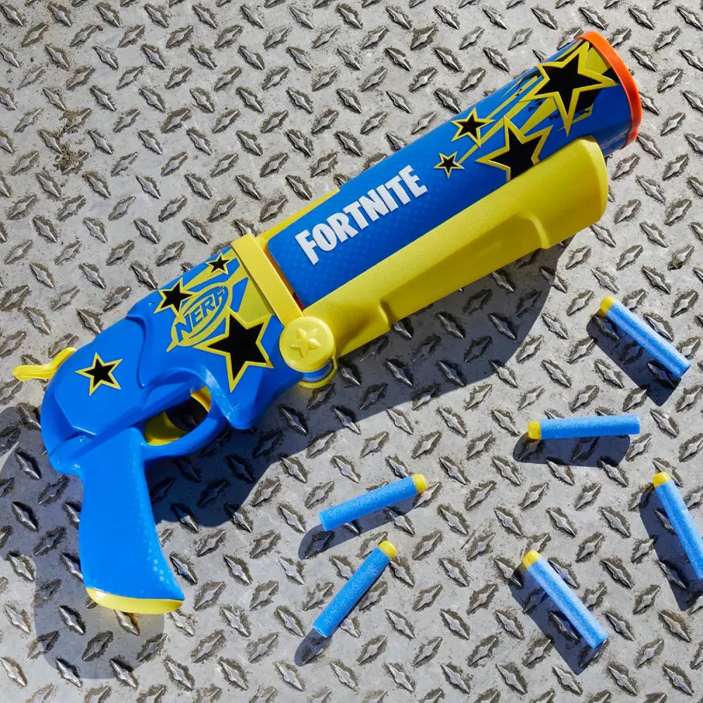 Nerf Fortnite Blaster – Half Tone Hero Wrap | Break Open Barrel, 12 Elite Darts Toy
