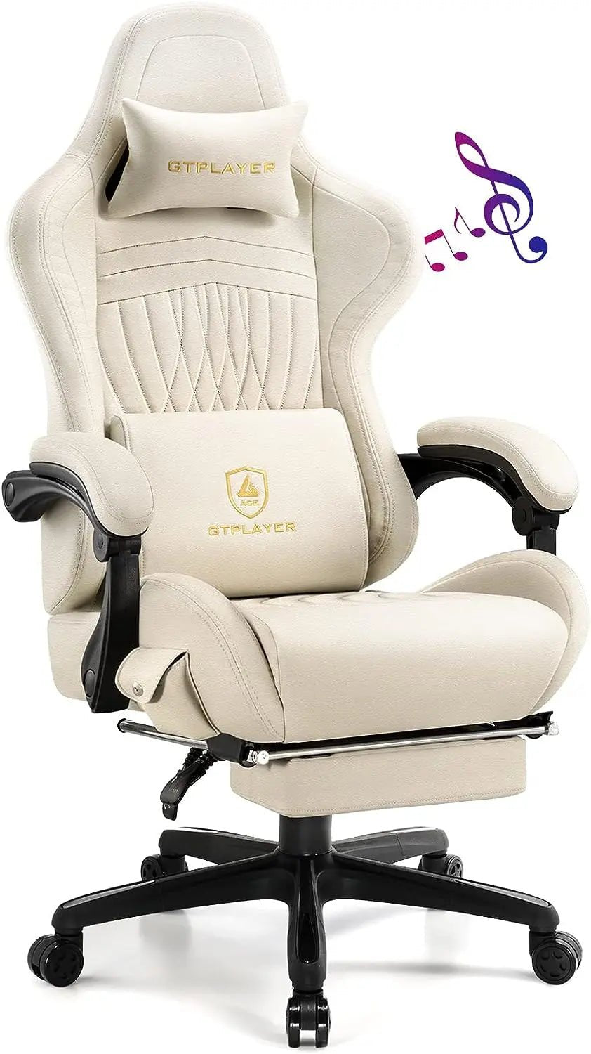 GTPLAYER Chair Computer Gaming Chair (Leather, Ivory) - Gapo Goods - Accessories