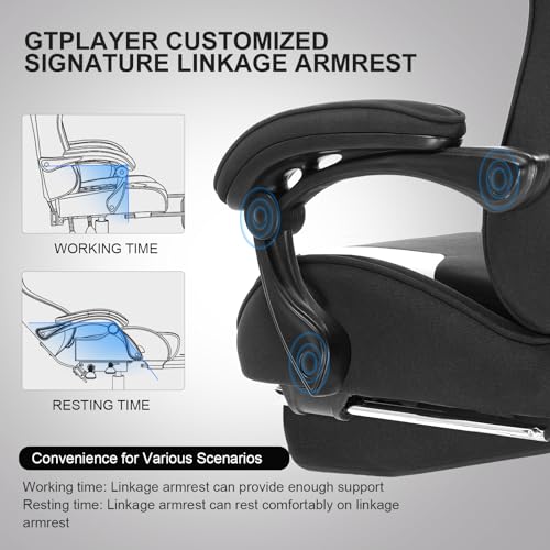 GTPLAYER Gaming Chair, Computer Chair with Footrest and Lumbar Support, Height Adjustable Game Chair with 360° - Swivel Seat and Headrest and for Office or Gaming (White) - Gapo Goods - 