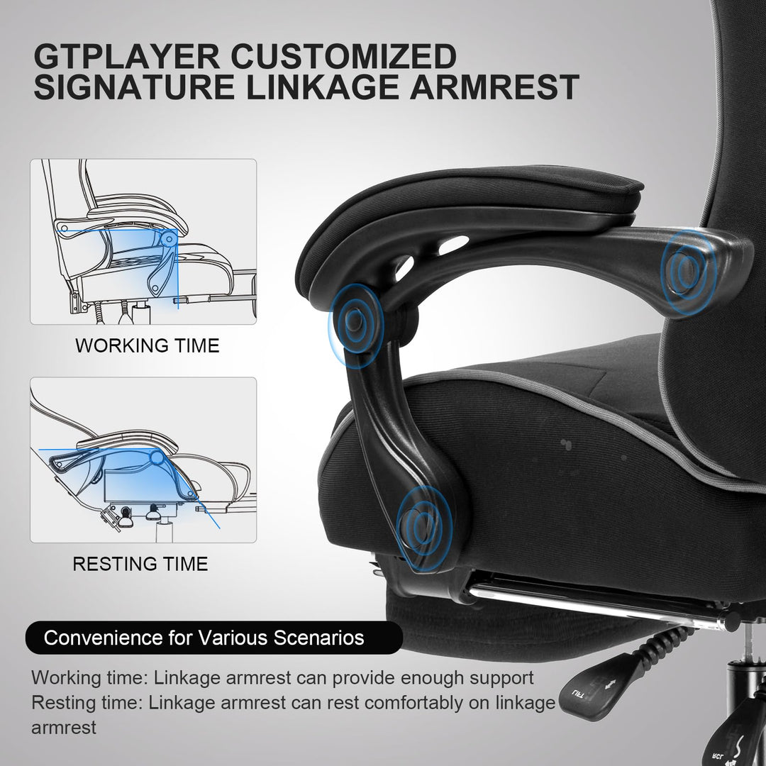 GTPLAYER Gaming Chair, Computer Chair with Footrest and Lumbar Support, Height Adjustable Game Chair with 360° - Swivel Seat and Headrest and for Office or Gaming (White) - Gapo Goods - 