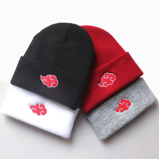 Hat Anime Akatsuki Naruto Red Cloud Embroidery Beanie - Gapo Goods - 