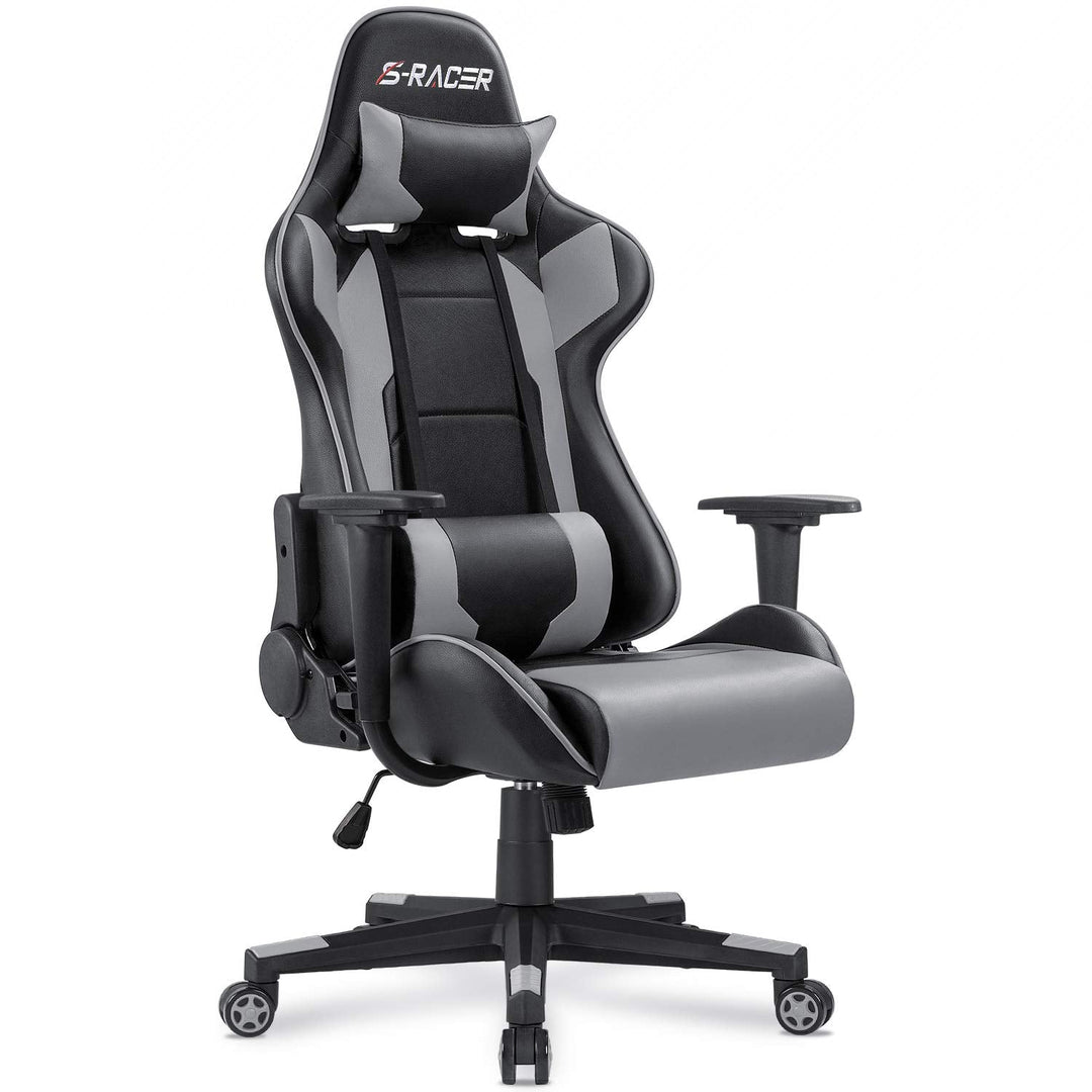 Homall Gaming Chair, Office Chair High Back Computer Chair Leather Desk Chair Racing Executive Ergonomic Adjustable Swivel Task Chair with Headrest and Lumbar Support (White) - Gapo Goods - 