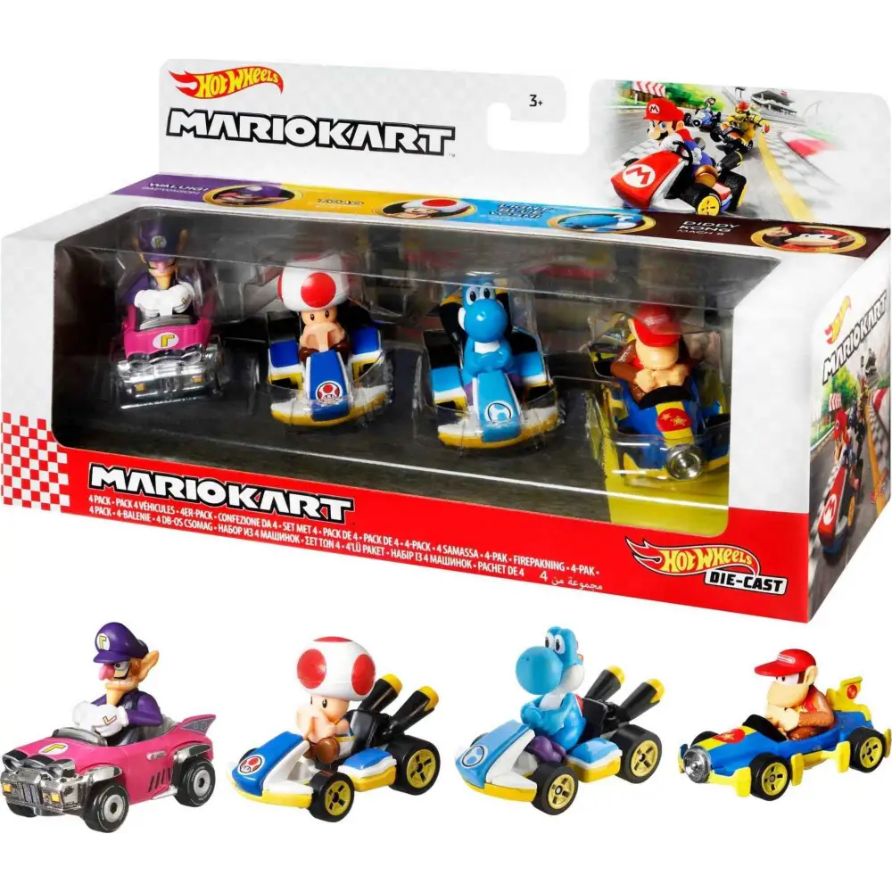 Hot Wheels Mario Kart 4-Pack Exclusive Model Pack – 1:64 Scale Die-Cast Vehicles for Kids & Collectors Collectible