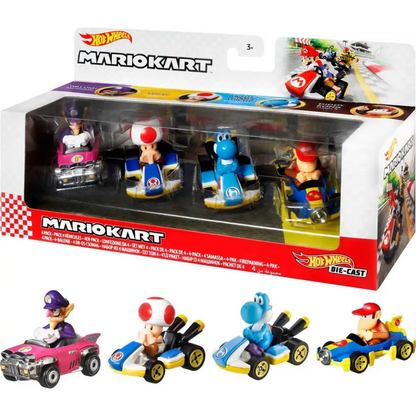 Hot Wheels Mario Kart 4-Pack Exclusive Model Pack – 1:64 Scale Die-Cast Vehicles for Kids & Collectors Collectible