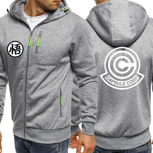 Anime Hoodies - Japanese Anime Hoodie With Zipper Closure & Printed Sweatshirt light gray5 China Hoodie