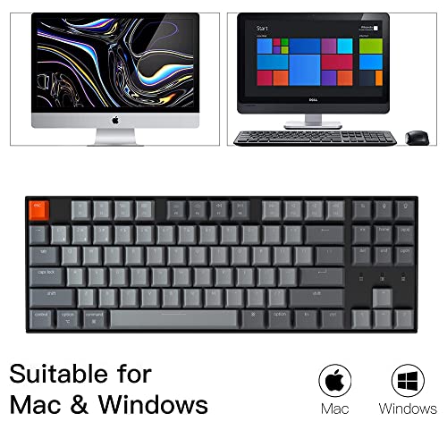 Keychron K8 80% Layout Bluetooth Wireless Mechanical Keyboard, Tenkeyless 87 Keys/USB C/White Backlit/Gateron G Pro Brown Switch/N - Key Rollover, TKL Gaming Keyboard for Mac Windows - Gapo Goods - 