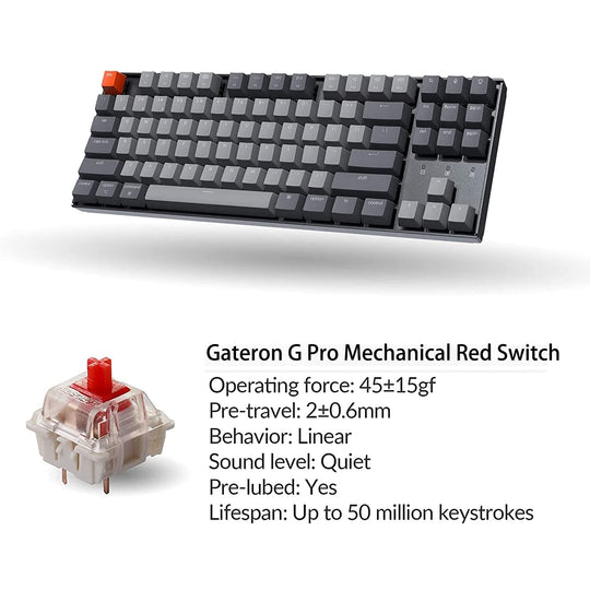 Keychron K8 80% Layout Bluetooth Wireless Mechanical Keyboard, Tenkeyless 87 Keys/USB C/White Backlit/Gateron G Pro Brown Switch/N - Key Rollover, TKL Gaming Keyboard for Mac Windows - Gapo Goods - 