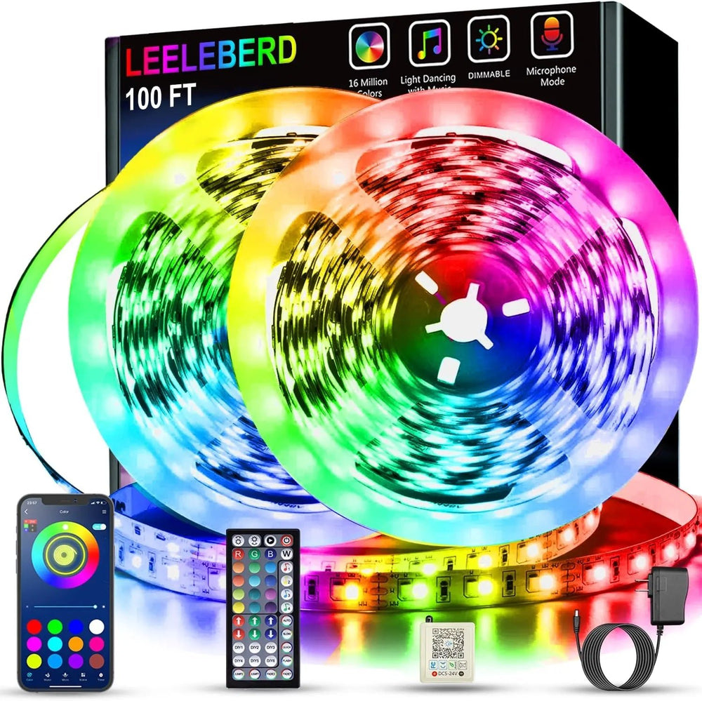 Led Lights for Bedroom 100 ft (2 Rolls of 50ft) Music Sync Color Changing RGB Led Strip Lights with Remote App Control Bluetooth Led Strip, Led Lights for Room Home Kitchen Decor Party - Gapo Goods - 