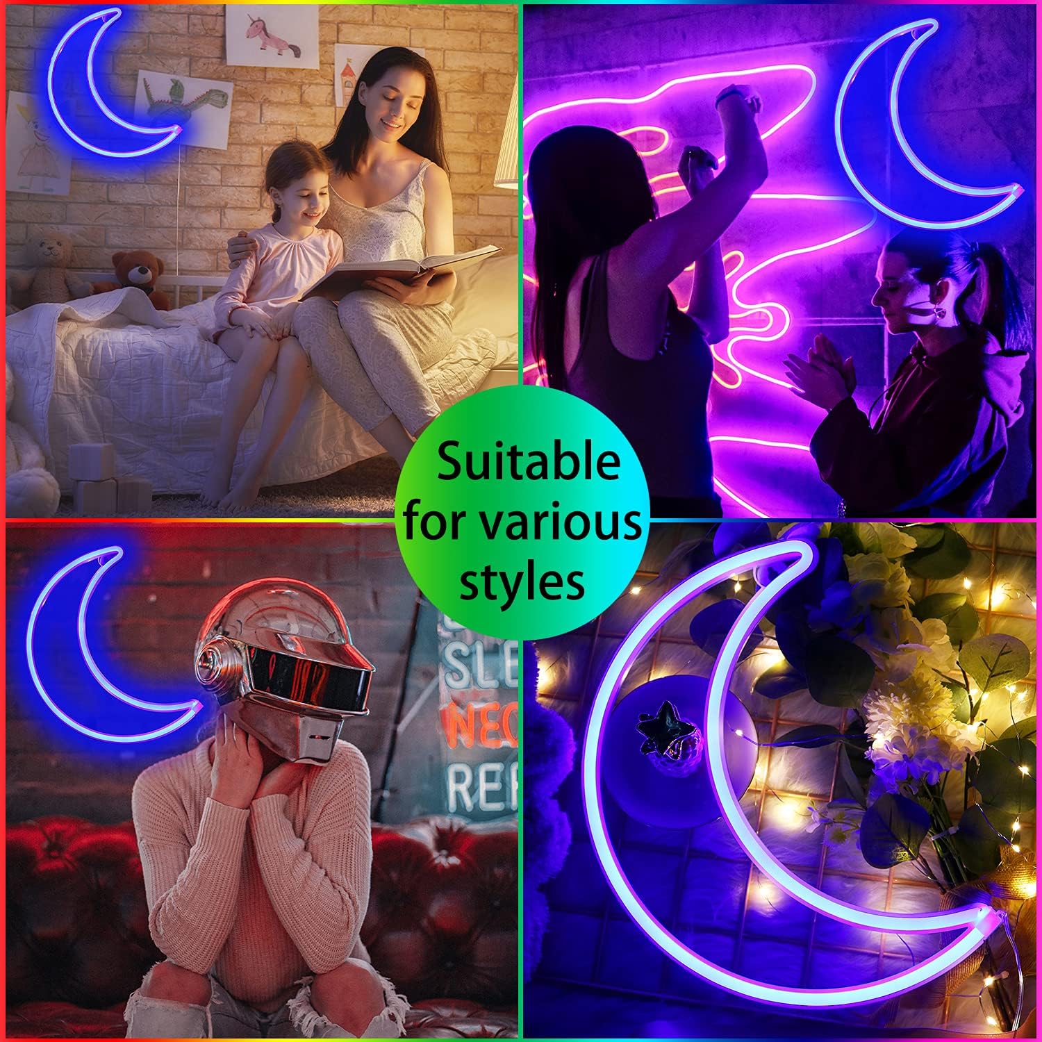 LED Pink Moon Neon Light, Cute Neon Moon Sign,Christmas Room Decor Battery or USB Powered 5V Art LED Decorative Lights Night Lights Indoor for Home, Bedroom, Office,Dorm,Party (Pink Moon) - Gapo Goods - 