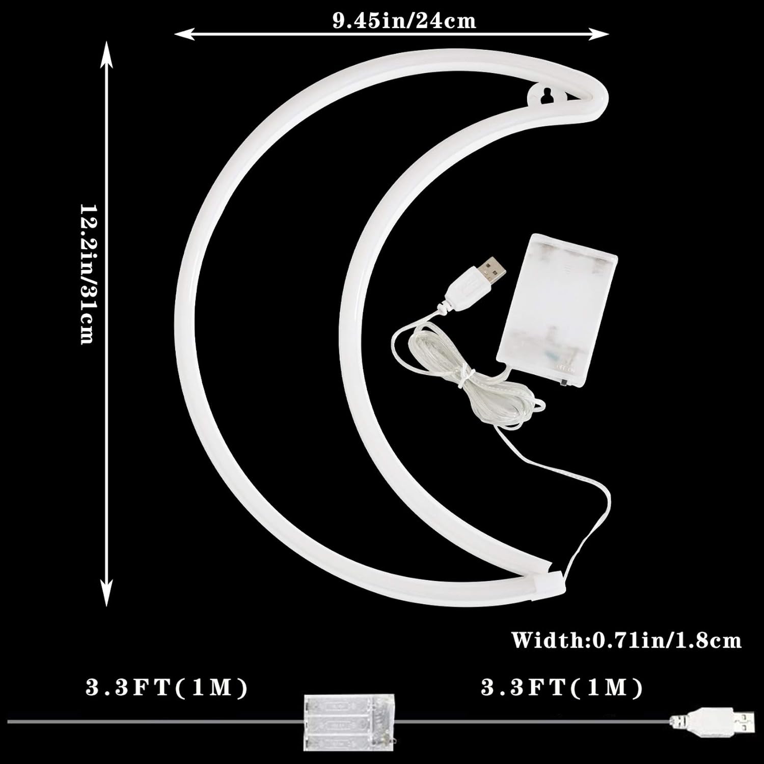 LED Pink Moon Neon Light, Cute Neon Moon Sign,Christmas Room Decor Battery or USB Powered 5V Art LED Decorative Lights Night Lights Indoor for Home, Bedroom, Office,Dorm,Party (Pink Moon) - Gapo Goods - 