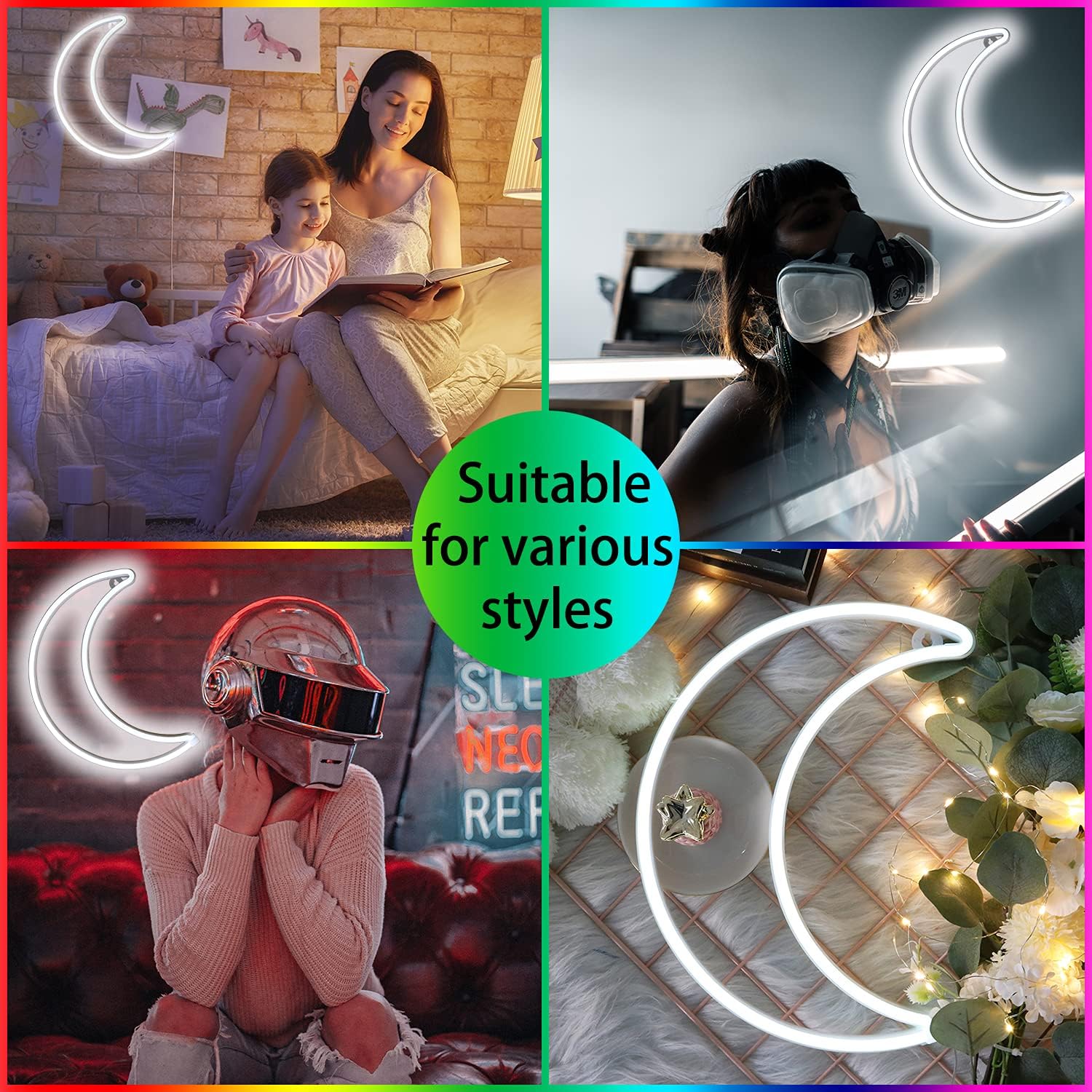 LED Pink Moon Neon Light, Cute Neon Moon Sign,Christmas Room Decor Battery or USB Powered 5V Art LED Decorative Lights Night Lights Indoor for Home, Bedroom, Office,Dorm,Party (Pink Moon) - Gapo Goods - 