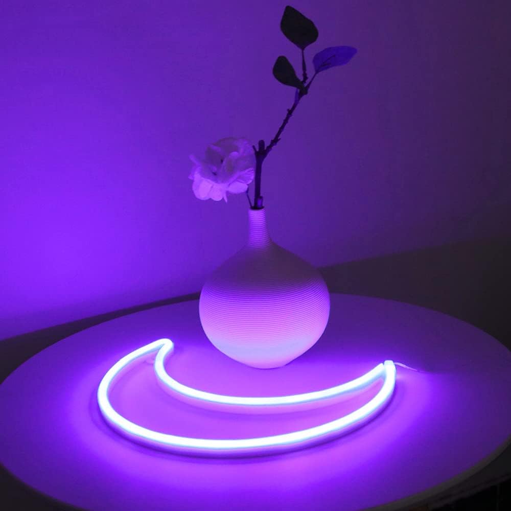 LED Pink Moon Neon Light, Cute Neon Moon Sign,Christmas Room Decor Battery or USB Powered 5V Art LED Decorative Lights Night Lights Indoor for Home, Bedroom, Office,Dorm,Party (Pink Moon) - Gapo Goods - 