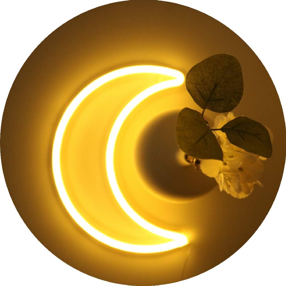LED Pink Moon Neon Light, Cute Neon Moon Sign,Christmas Room Decor Battery or USB Powered 5V Art LED Decorative Lights Night Lights Indoor for Home, Bedroom, Office,Dorm,Party (Pink Moon) - Gapo Goods - 
