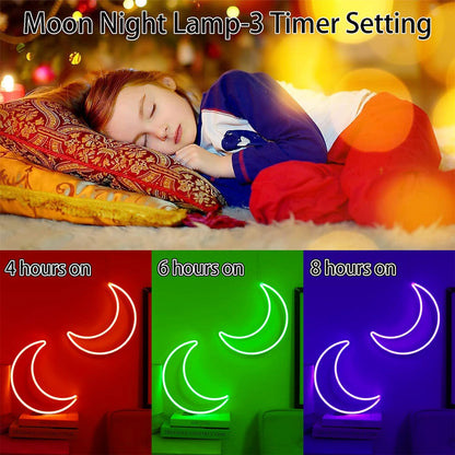 LED Pink Moon Neon Light, Cute Neon Moon Sign,Christmas Room Decor Battery or USB Powered 5V Art LED Decorative Lights Night Lights Indoor for Home, Bedroom, Office,Dorm,Party (Pink Moon) - Gapo Goods - 