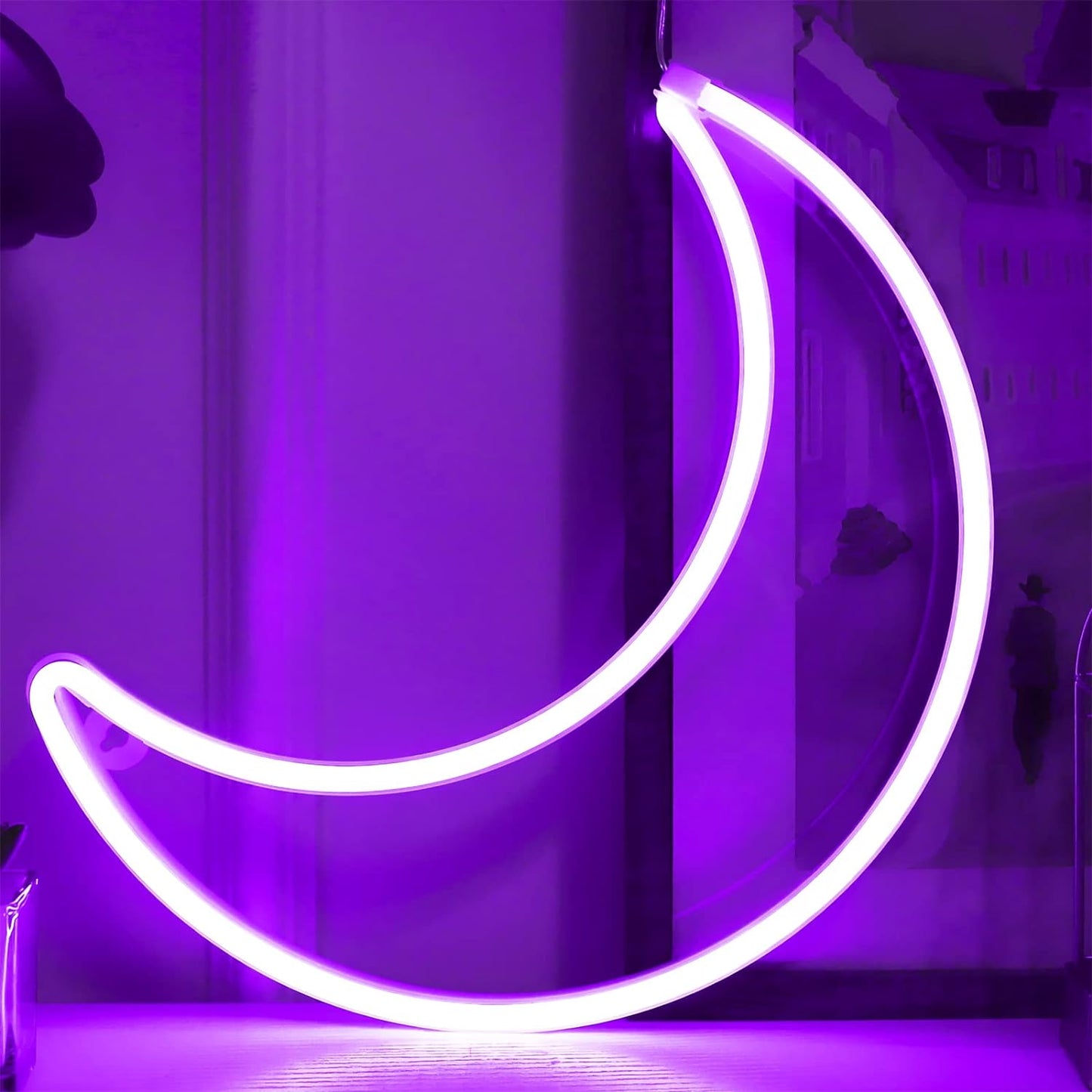 LED Pink Moon Neon Light, Cute Neon Moon Sign,Christmas Room Decor Battery or USB Powered 5V Art LED Decorative Lights Night Lights Indoor for Home, Bedroom, Office,Dorm,Party (Pink Moon) - Gapo Goods - 