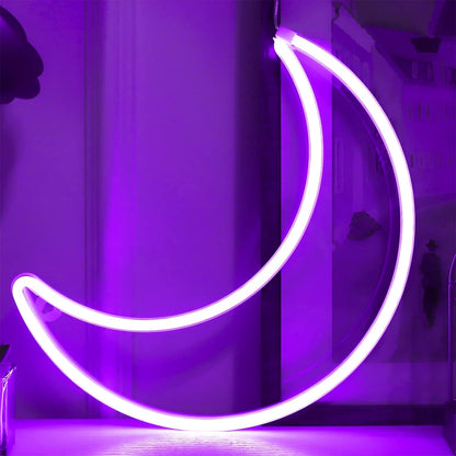 LED Pink Moon Neon Light, Cute Neon Moon Sign,Christmas Room Decor Battery or USB Powered 5V Art LED Decorative Lights Night Lights Indoor for Home, Bedroom, Office,Dorm,Party (Pink Moon) - Gapo Goods - 