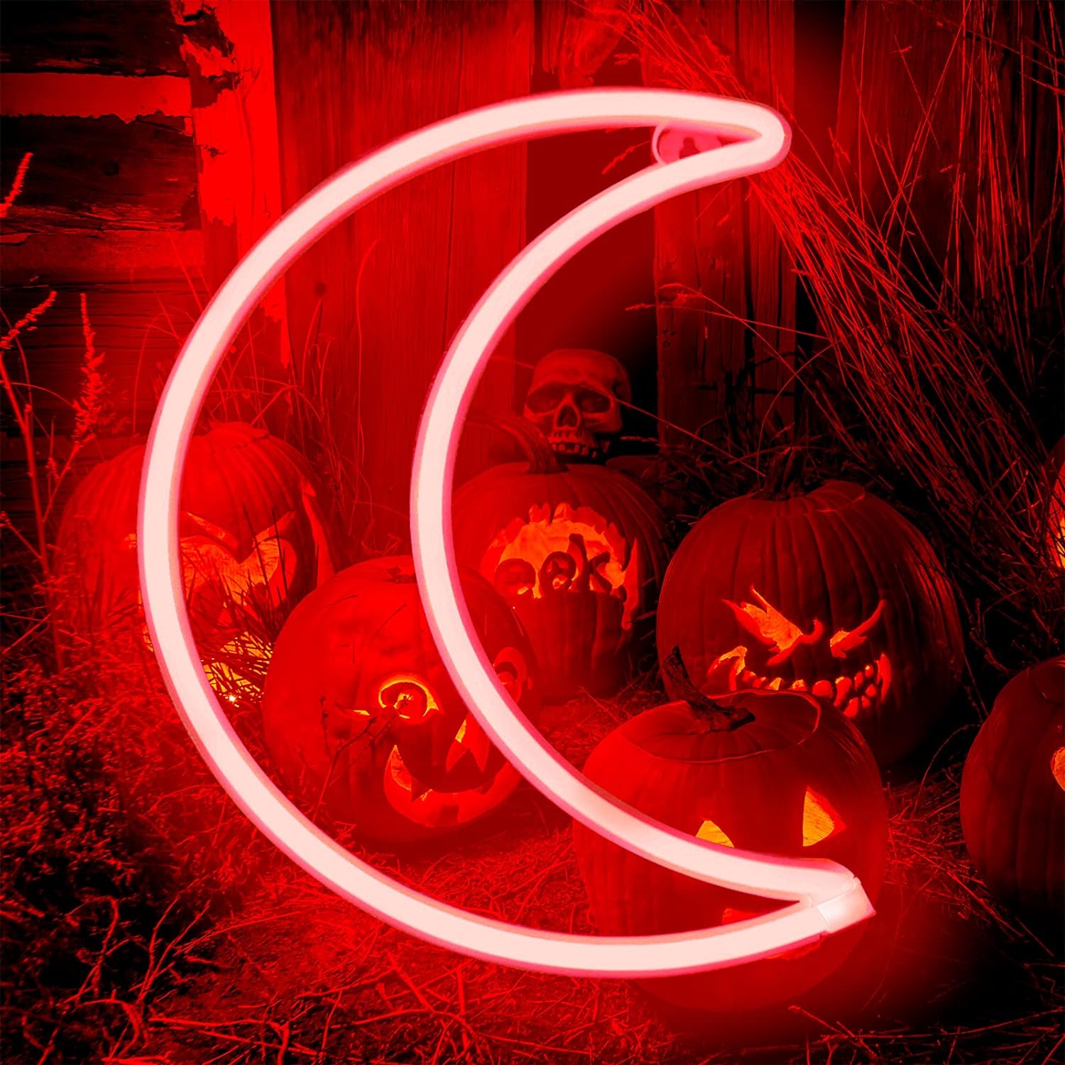 LED Pink Moon Neon Light, Cute Neon Moon Sign,Christmas Room Decor Battery or USB Powered 5V Art LED Decorative Lights Night Lights Indoor for Home, Bedroom, Office,Dorm,Party (Pink Moon) - Gapo Goods - 