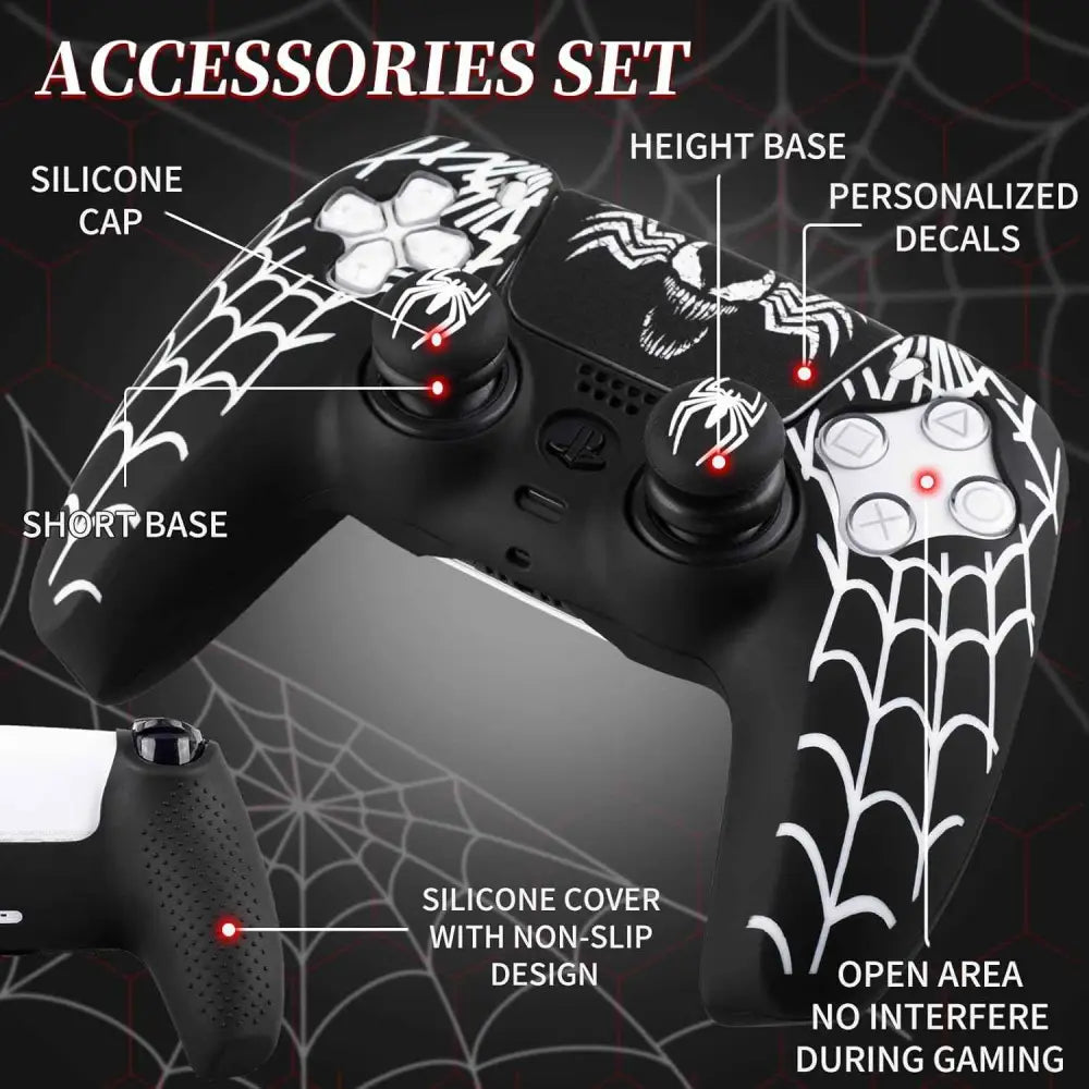 PS5 Controller Skin - Silicone Cover Sticker & Extender Grips for Enhanced Grip Gaming Accessories