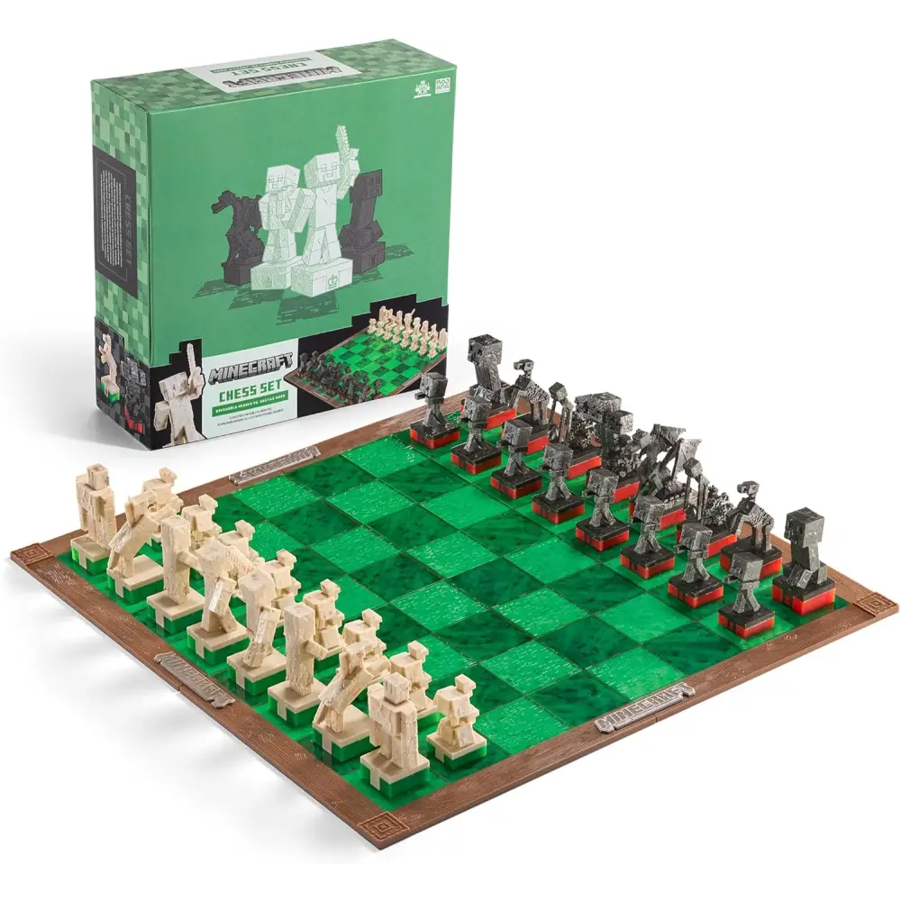 Minecraft Chess Set – Unique Wood Frame Board With Gaming Collectible Pieces Collectible