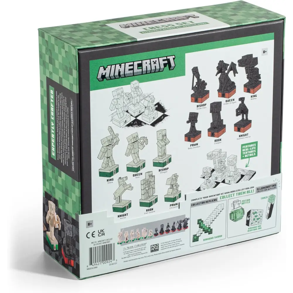 Minecraft Chess Set – Unique Wood Frame Board With Gaming Collectible Pieces Collectible