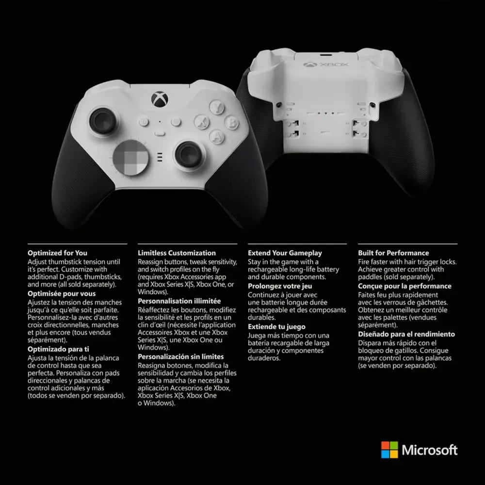 Xbox Elite Series 2 Controller – Wireless Gaming Controller with Adjustable Thumbsticks & Rechargeable Battery Gaming Accessories