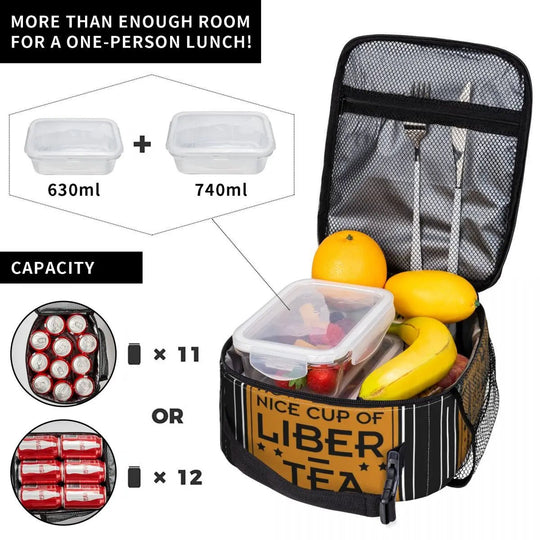 Liber - Tea Helldivers 2 Game Accessories: Insulated Lunch Bag for Travel, Food Storage Boxes, Portable Thermal Cooler, Bento Box - Gapo Goods - Backpack