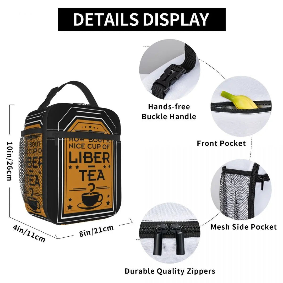 Liber - Tea Helldivers 2 Game Accessories: Insulated Lunch Bag for Travel, Food Storage Boxes, Portable Thermal Cooler, Bento Box - Gapo Goods - Backpack