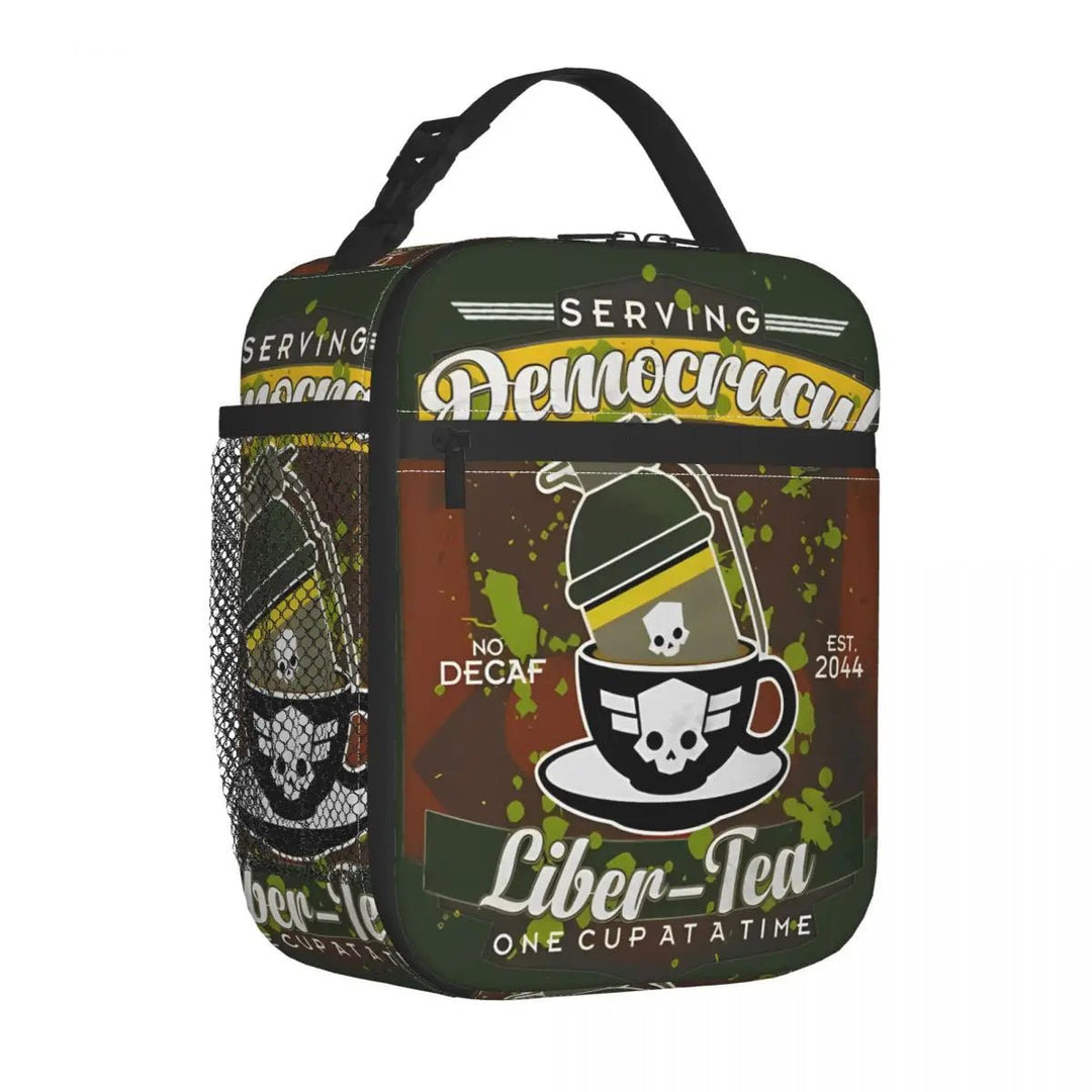 Liber Tea Helldivers 2 offers insulated lunch bags that are leakproof and perfect as a meal container - Gapo Goods - Backpack