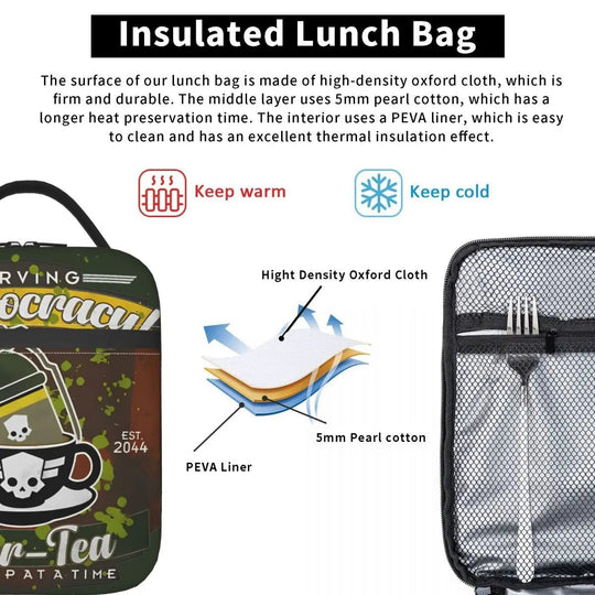 Liber Tea Helldivers 2 offers insulated lunch bags that are leakproof and perfect as a meal container - Gapo Goods - Backpack