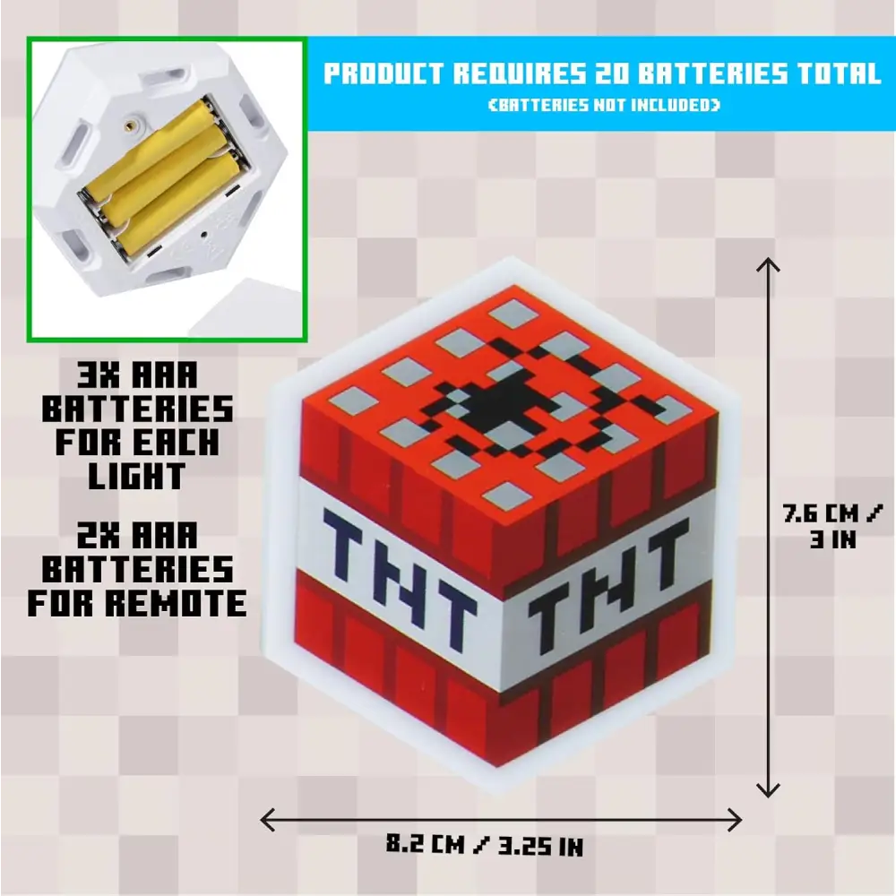 Paladone Minecraft Officially Licensed LED Hexagon Block Light Customizable Iconic Gamer Decor for Boys Room, Wall Mounting Remote or Touch Control Gaming Accessory Gift - Creeper, TNT and Steve