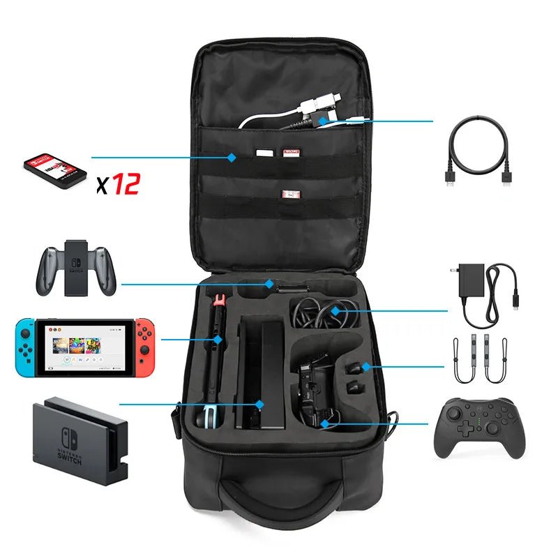 Luxury Backpack for Carrying Nintendo Switch Accessories, Joy - Con, Game Console, Case Cover, and Shoulder Bag Pouch for Nintendo Switch - Gapo Goods - Backpack