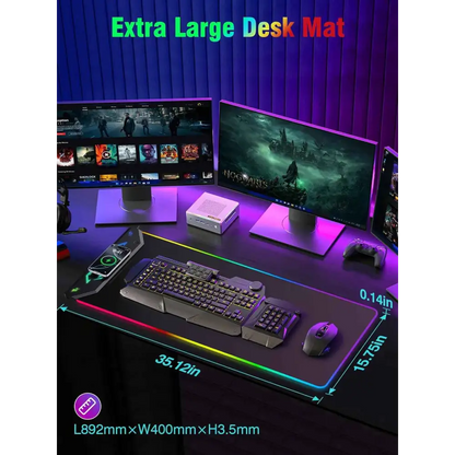 Magnetic Wireless Mouse Pad – Large Gaming Desk Mat with RGB Light Effects