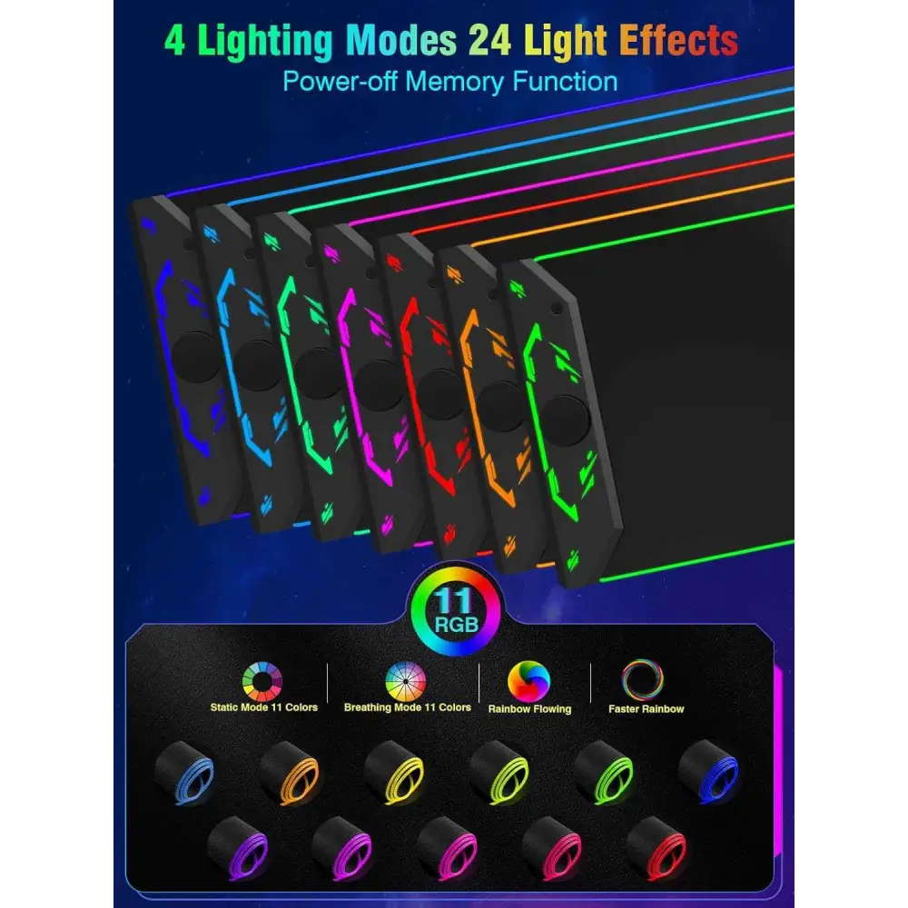 Magnetic Wireless Mouse Pad – Large Gaming Desk Mat with RGB Light Effects