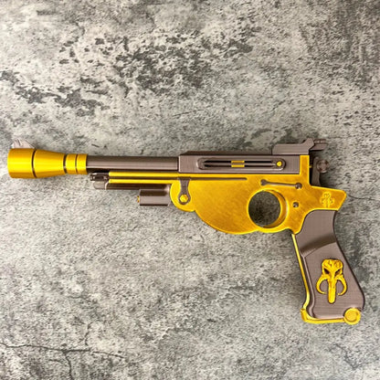Customizable Mandalorian Blaster Actual Size with Stand Gold